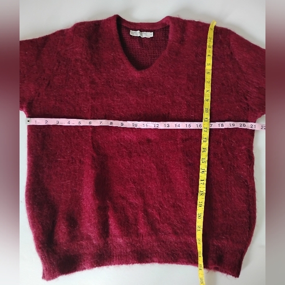 Shag-a-Mo Virgin Wool V-Neck Sweater Burgundy Curt Cobain Vintage 60s Size Med - Picture 11 of 11